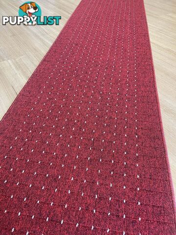 Roma Dots Red Hallway Runner 80CM Wide 14.5M 