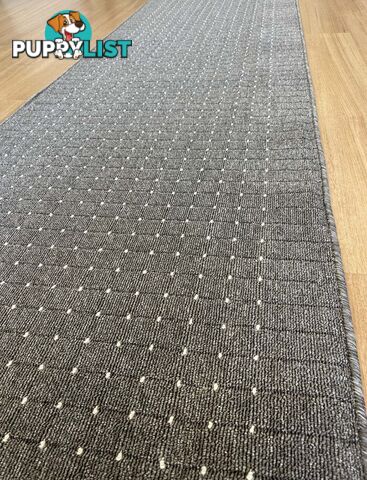 Roma Dots Dark Grey Hallway Runner 80CM Wide 7M  - Stanford Lead Sugar 80cm