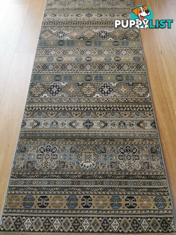 Afghan Wedgwood Blue Hallway Runner 80CM Wide 2M  - Afghan 135 Wedgwood Blue