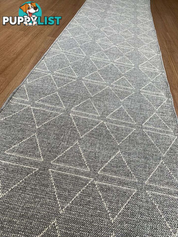 Roma Triangles Grey Hallway Runner 80CM Wide 8.5M  - AQABA GREY SUGAR 80CM