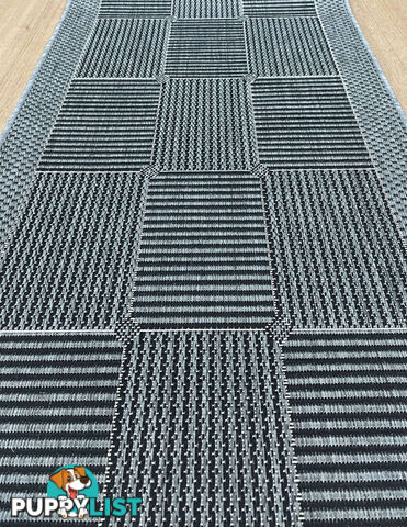 Suva Squares Black Grey 22 212 Hallway Runner Non Slip 15.5M  - Suva Black Grey 22/212