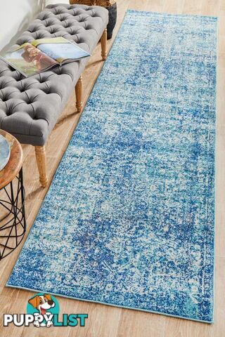 Evoke Muse Blue Transitional Runner Rug 300X80CM  - EVO-253-BLUE-300X80