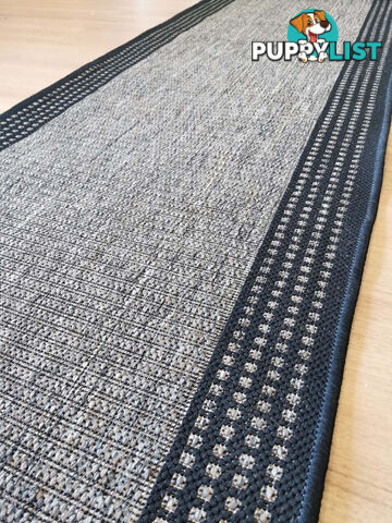 Sorrento Beige Black Border Hallway Runner Non Slip 80CM Wide 3.5M  - Seaspray 734/J48 H Grey 80CM