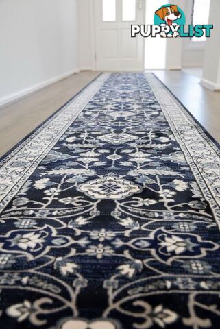 Verona Navy Hallway Runner 80CM Wide 9.5m  - 6256A NAVY VC