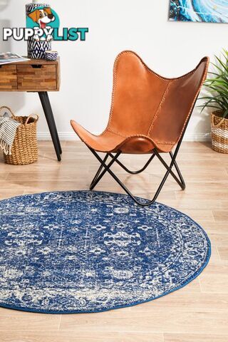 Evoke Oasis Navy Transitional Round Rug 240X240CM  - EVO-252-NAVY-240X240