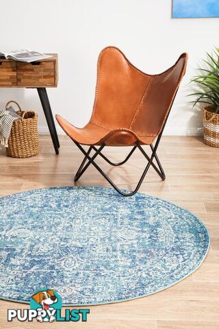 Evoke Muse Blue Transitional Round Rug 150X150CM  - EVO-253-BLUE-150X150