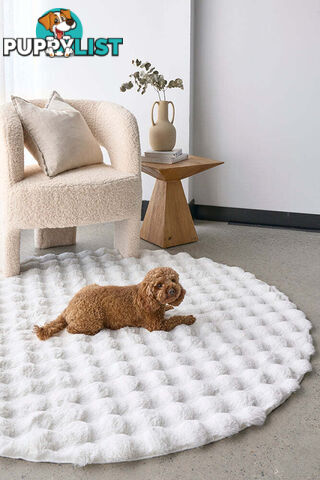 Bubble White Round - Machine Washable Rug 100X100CM  - BUB-WHITE-100X100