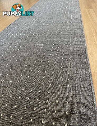 Roma Dots Dark Grey Hallway Runner 80CM Wide 12M  - Stanford Lead Sugar 80cm