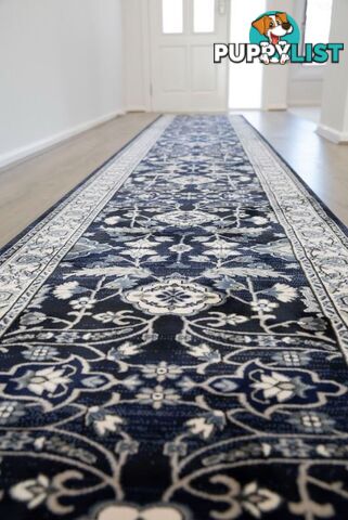 Verona Navy Hallway Runner 80CM Wide 4.5m  - 6256A NAVY VC