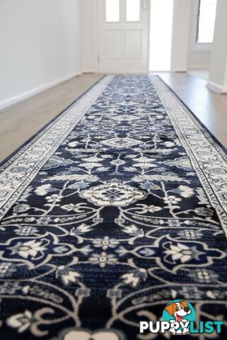 Verona Navy Hallway Runner 80CM Wide 10m  - 6256A NAVY VC