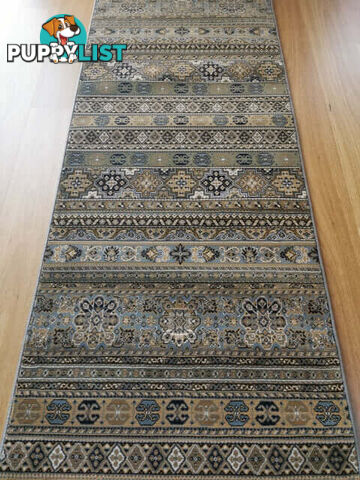 Afghan Wedgwood Blue Hallway Runner 80CM Wide 9M  - Afghan 135 Wedgwood Blue