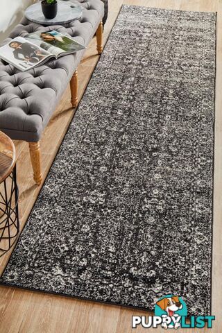 Evoke Estella Charcoal Transitional Runner Rug 400X80CM  - EVO-252-CHAR-400X80