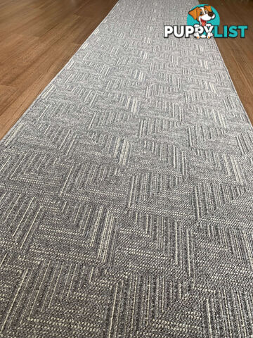 Roma Squares Grey Hallway Runner 80CM Wide 10M  - POLAR GREY SUGAR 80CM