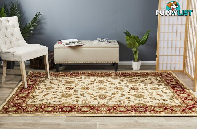 Classic Rug Ivory with Red Border 300x80cm  - SYD-1-IR-300X80