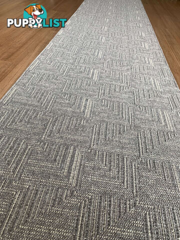 Roma Squares Grey Hallway Runner 80CM Wide 15M  - POLAR GREY SUGAR 80CM