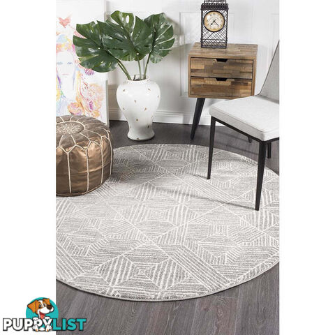 Oasis Kenza Contemporary Silver Round Rug 200X200cm  - OAS-457-SIL-200X200