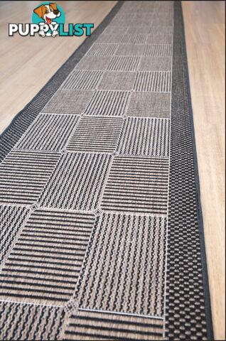 Suva Squares Coffee Black 22 121 Hallway Runner Non Slip 8.5M  - 22/121