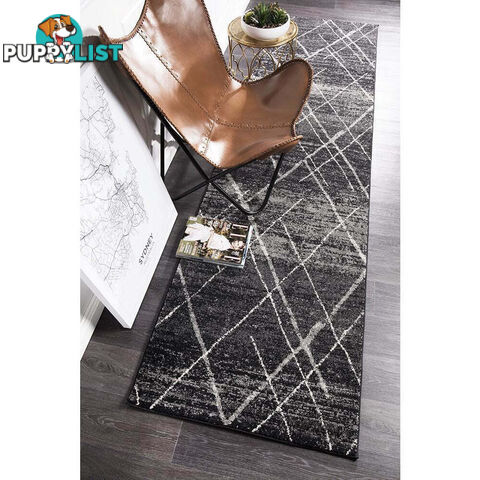 Oasis Noah Charcoal Contemporary Runner Rug 300X80cm  - OAS-452-CHAR-300X80