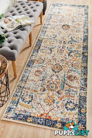 Evoke Peacock Ivory Transitional Runner Rug 300X80CM  - EVO-255-IVO-300X80