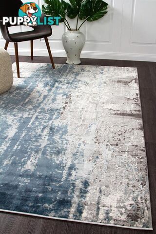 Kendra Roxana Distressed Timeless Rug Blue Grey White 300X80CM  - KEN-1733-BLU-300X80