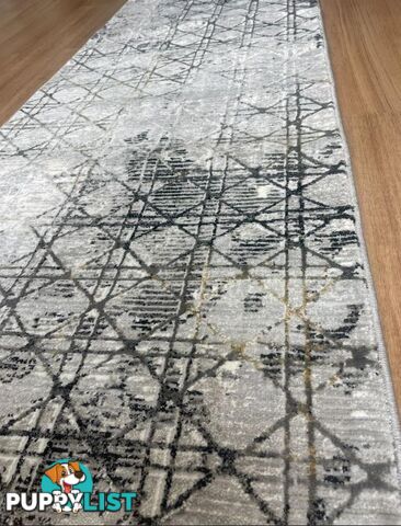 Alyssa Grey Black Hallway Runner 80CM Wide 12M  - Alissa Grey Black