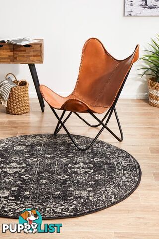 Evoke Estella Charcoal Transitional Round Rug 200X200CM  - EVO-252-CHAR-200X200