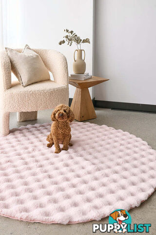 Bubble Blush Round - Machine Washable Rug 100X100CM  - BUB-BLUSH-100X100