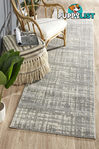 Mirage Ashley Abstract Modern Silver Grey Runner Rug 300X80CM  - MIR-354-SIL-300X80