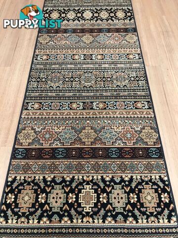 Afghan Black Hallway Runner 80CM Wide 12.5M 