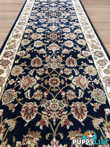 Traditional Hall Runner Agrabah Navy Cream High Quality 15m 