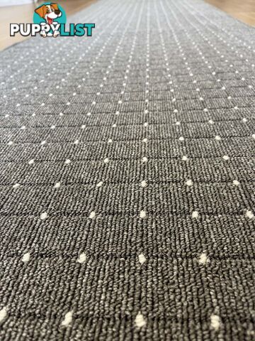 Roma Dots Dark Grey Hallway Runner 67CM Wide 2M  - Stanford Lead Sugar 67cm