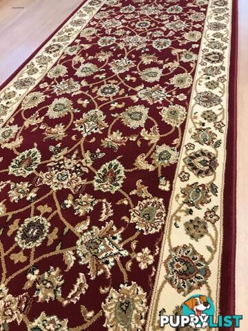 Traditional Hall Runner Agrabah Red Cream High Quality 6m  - Agrabah-173-Burgundy