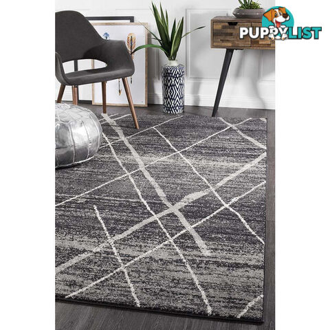 Oasis Noah Charcoal Contemporary Rug 300X80cm  - OAS-452-CHAR-300X80