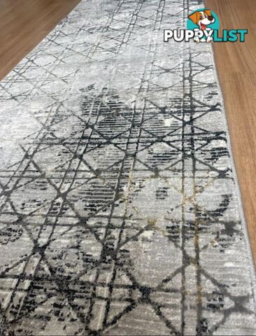Alyssa Grey Black Hallway Runner 80CM Wide 6M  - Alissa Grey Black