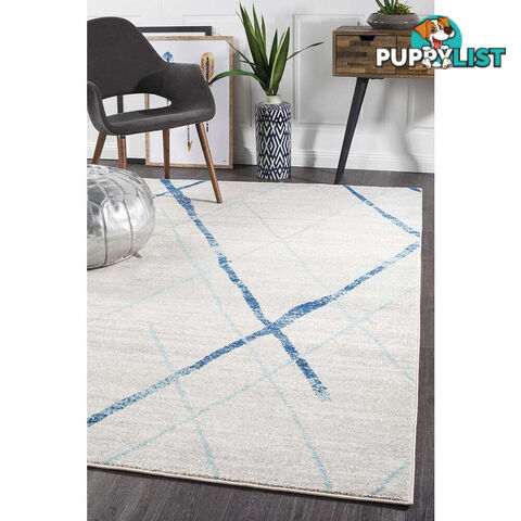 Oasis Noah White Blue Contemporary Rug 400X300cm  - OAS-452-BLUE-400X300