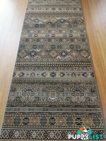 Afghan Wedgwood Blue Hallway Runner 80CM Wide 13M  - Afghan 135 Wedgwood Blue