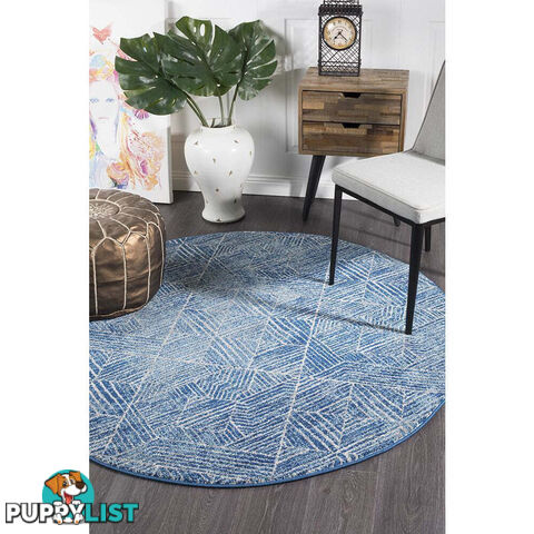 Oasis Kenza Contemporary Navy Round Rug 150X150cm  - OAS-457-NAVY-150X150