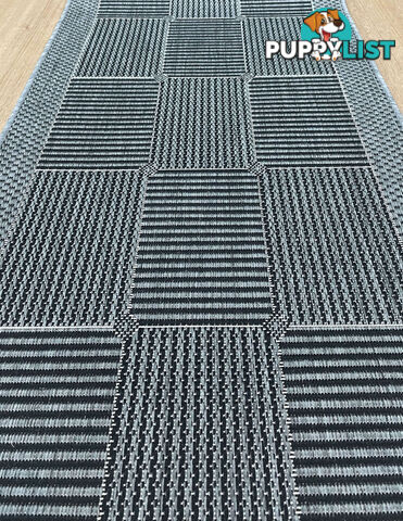 Suva Squares Black Grey 22 212 Hallway Runner Non Slip 10M  - Suva Black Grey 22/212