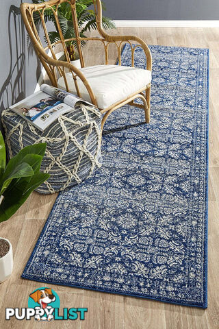 Mirage Gwyneth Stunning Transitional Navy Runner Rug 300X80CM  - MIR-358-NAV-300X80