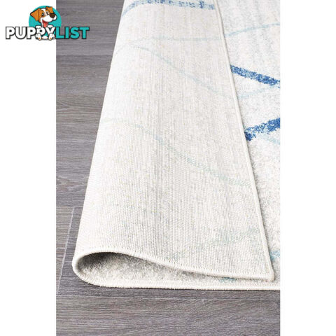 Oasis Noah White Blue Contemporary Rug 500X80cm  - OAS-452-BLUE-500X80