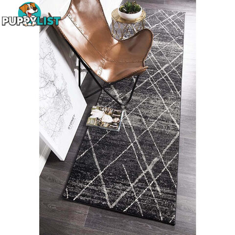 Oasis Noah Charcoal Contemporary Runner Rug 500X80cm  - OAS-452-CHAR-500X80