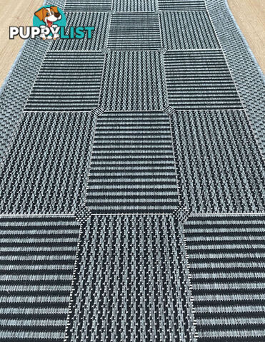 Suva Squares Black Grey 22 212 Hallway Runner Non Slip 16.5M  - Suva Black Grey 22/212