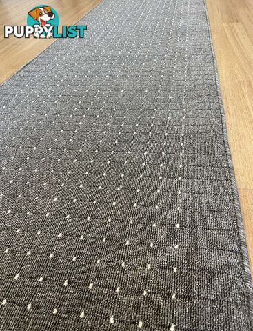 Roma Dots Dark Grey Hallway Runner 80CM Wide 8.5M  - Stanford Lead Sugar 80cm