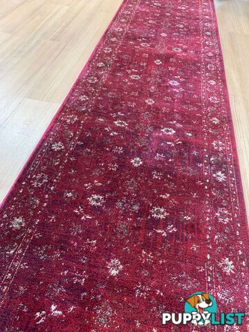 Tavarnelle Burgundy Cream Hallway Runner 80CM Wide 11M  - 6299