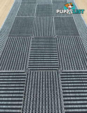 Suva Squares Black Grey 22 212 Hallway Runner Non Slip 5.5M  - Suva Black Grey 22/212