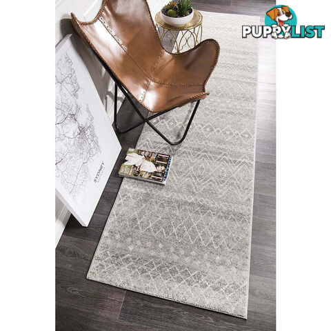 Oasis Nadia Grey Rustic Tribal Runner Rug 400X80cm  - OAS-453-GRY-400X80