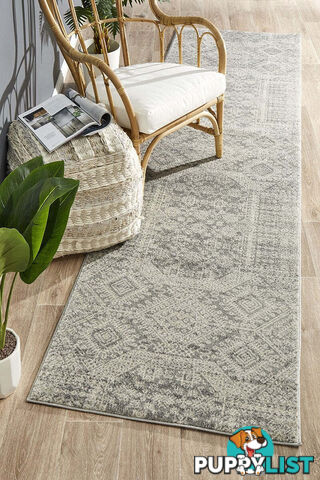 Mirage Zelda Silver Grey Runner Rug 400X80CM  - MIR-351-SIL-400X80