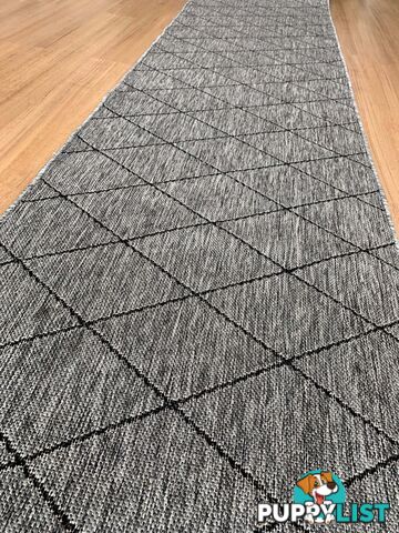 Chino 1931 Grey Black Hall Runner 80cm Wide Non-Slip 1M  - UPDAE SKU - 1931 Grey Black