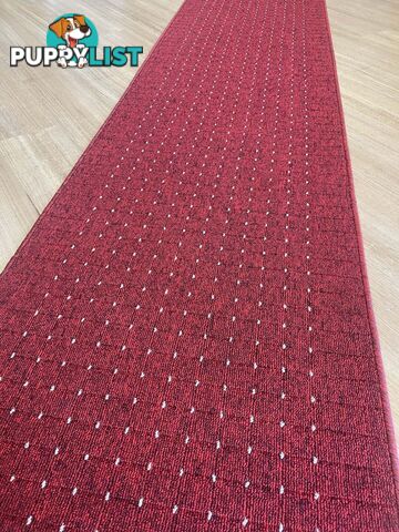 Roma Dots Red Hallway Runner 80CM Wide 17M 