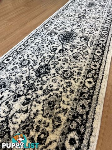 Seville Ivory Black Grey Hallway Runner 80CM Wide 6M  - AXON 614680